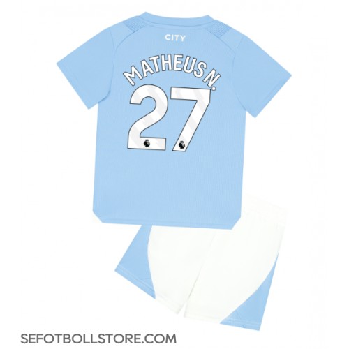 Manchester City Matheus Nunes #27 Replika babykläder Hemmaställ Barn 2023-24 Kortärmad (+ korta byxor)